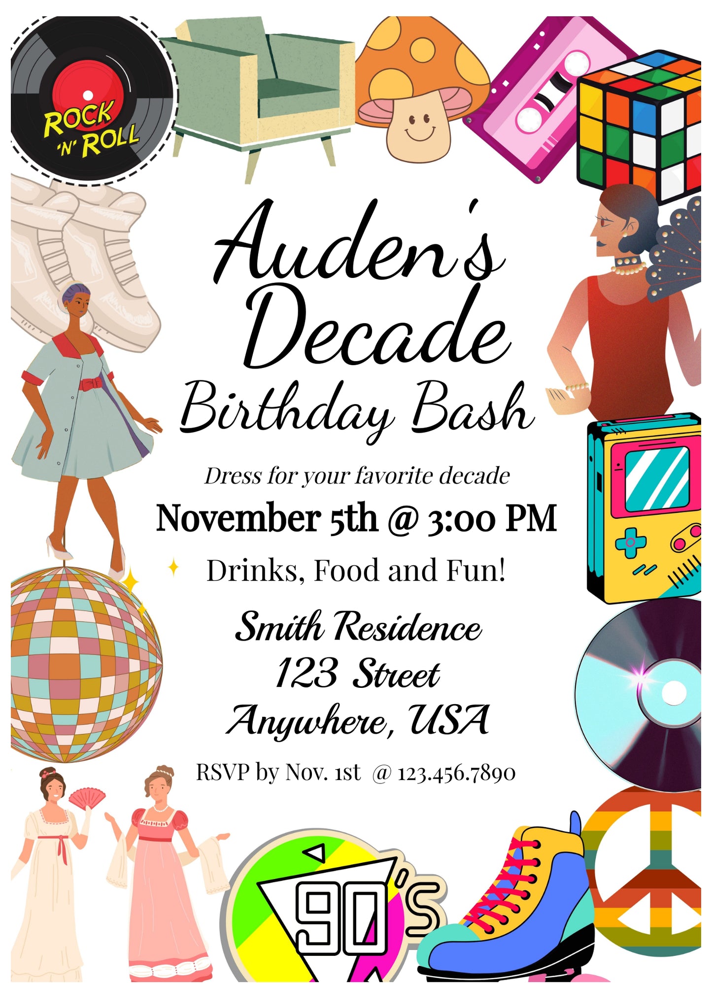Decades Birthday Invitation
